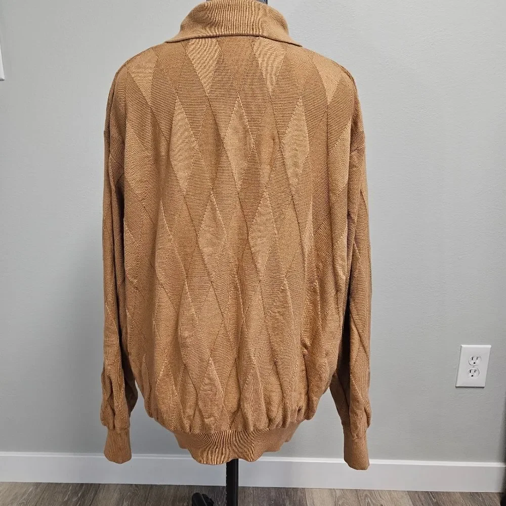 Harry Vardon Textured Collared Golf Sweater Men's XL Eclectic Grandpacore Tan